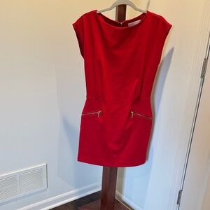 Red Michael Kors dress size 4 with gold zippers